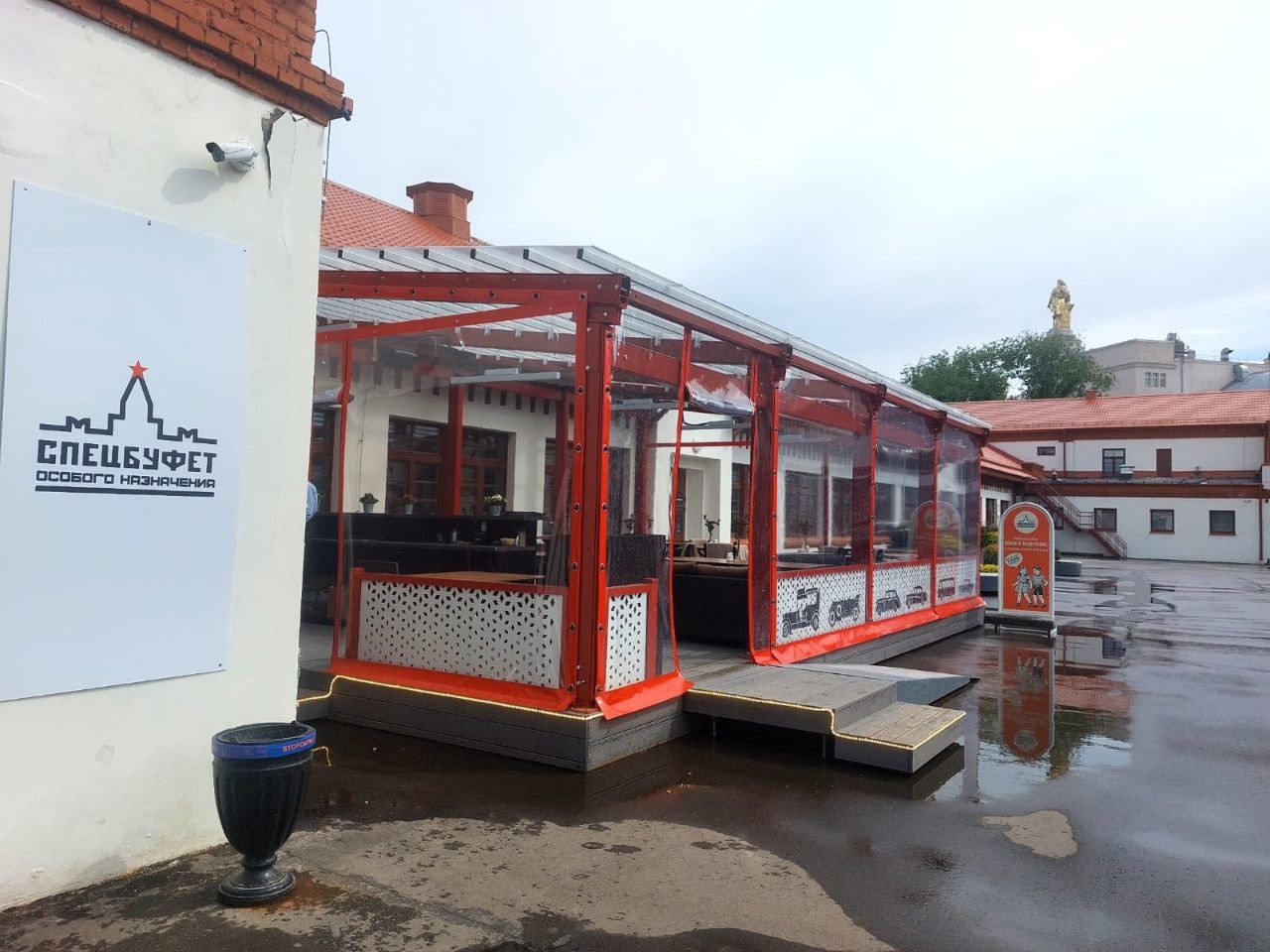 ПВХ шторы для летней террасы кафе в посёлке Прямицыно